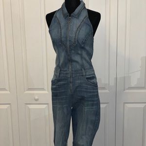 Denim Halter Jumpsuit